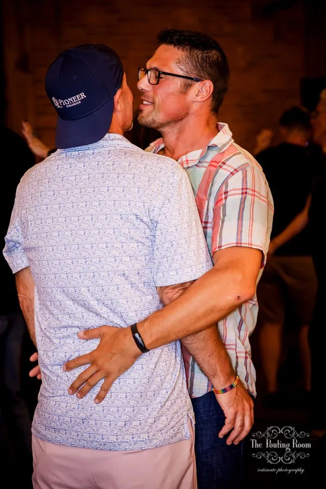 Two guests dancing cheek to cheek at Dirty Tea