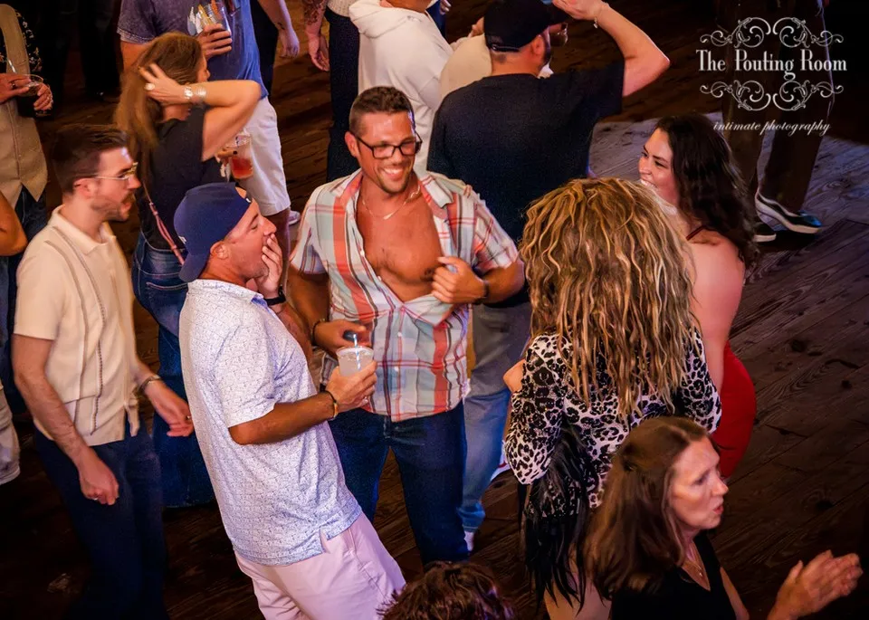 An overhead view of the packed dance floor at Dirty Tea